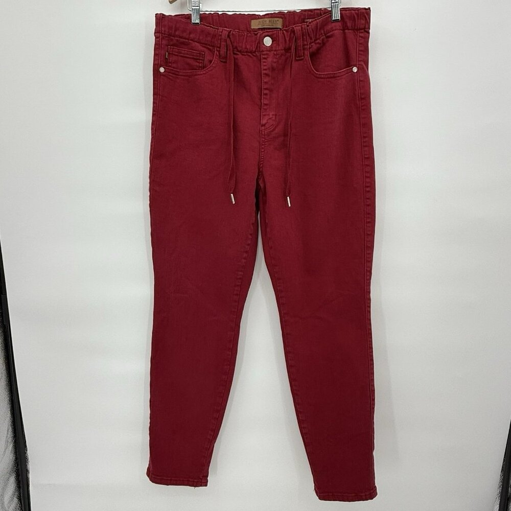 Judy Blue Red Garment Dyes Jogger Jeans Drawstring Size 13 / 31 High Rise Pants